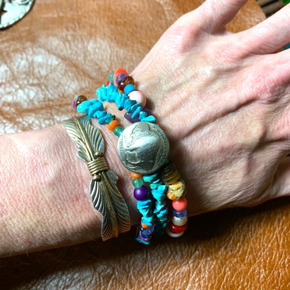 ⭐️ NEW! OOAK Buffalo nickel & gemstone bracelet